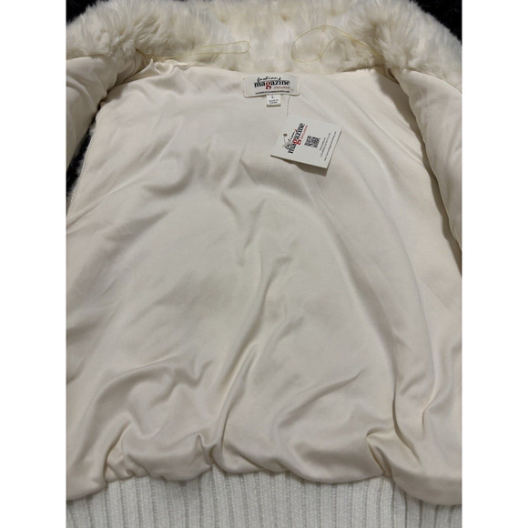 Vintage 80's Cream Faux Fur Full Zip Vest Retro Sleeveless Jacket Winter Large - Picture 8 of 8